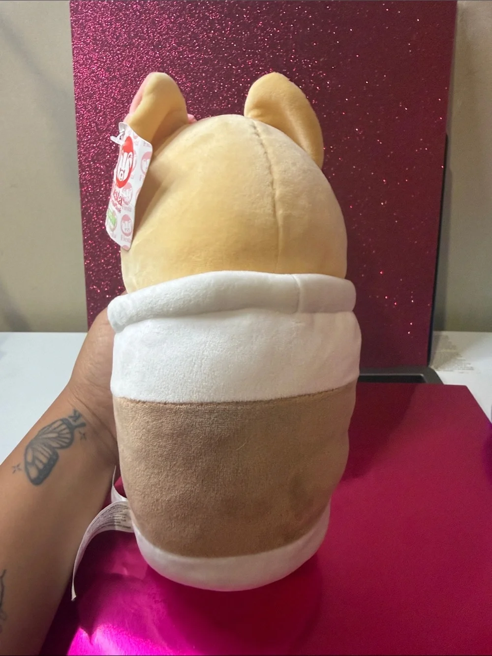 Puppuccino Plush Toy - Yellow with Pink Bow